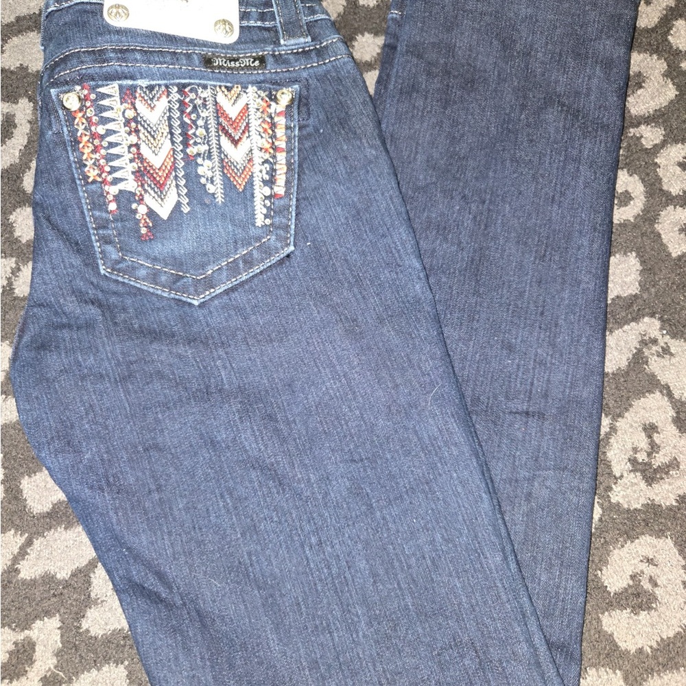 Miss Me Jeans Mid Rise Easy Skinny with Embellished Pockets
